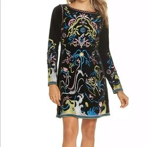 Foxiedox Black Velvet Embroidered Party Dress